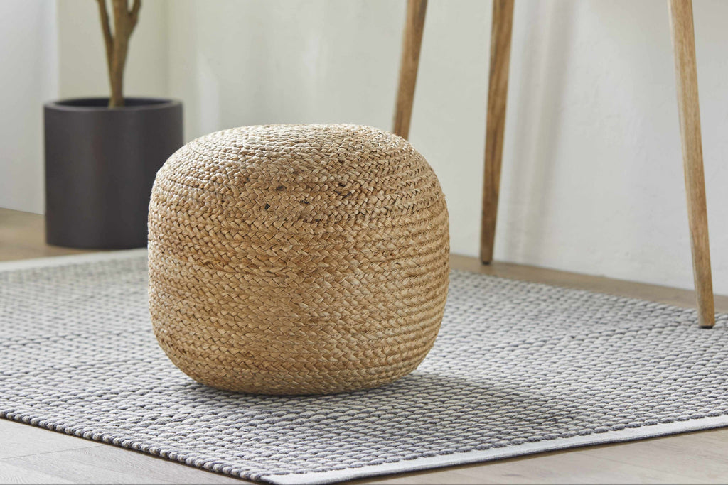 Kaumakani Knitted Jute Round Pouf