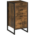Industrial Chest of 3-tier Drawers with Metal Frame for Bedroom, Living Room, Rustic Brown