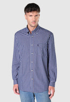 Camisa Hombre Manga Larga Popelín Cuadros con Bolsillo Easy Iron Extrasuave - Azul 0309_38