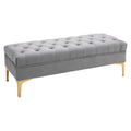 Velvet Upholstered Bench with Button Tufted, End of Bed Bench, Entryway Shoe Bench, Grey