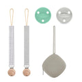 Kit 1 Guardachupete + 2 Chupeteros + 1 Chupetes Mint y Gris DIAMOND Nenina & Co