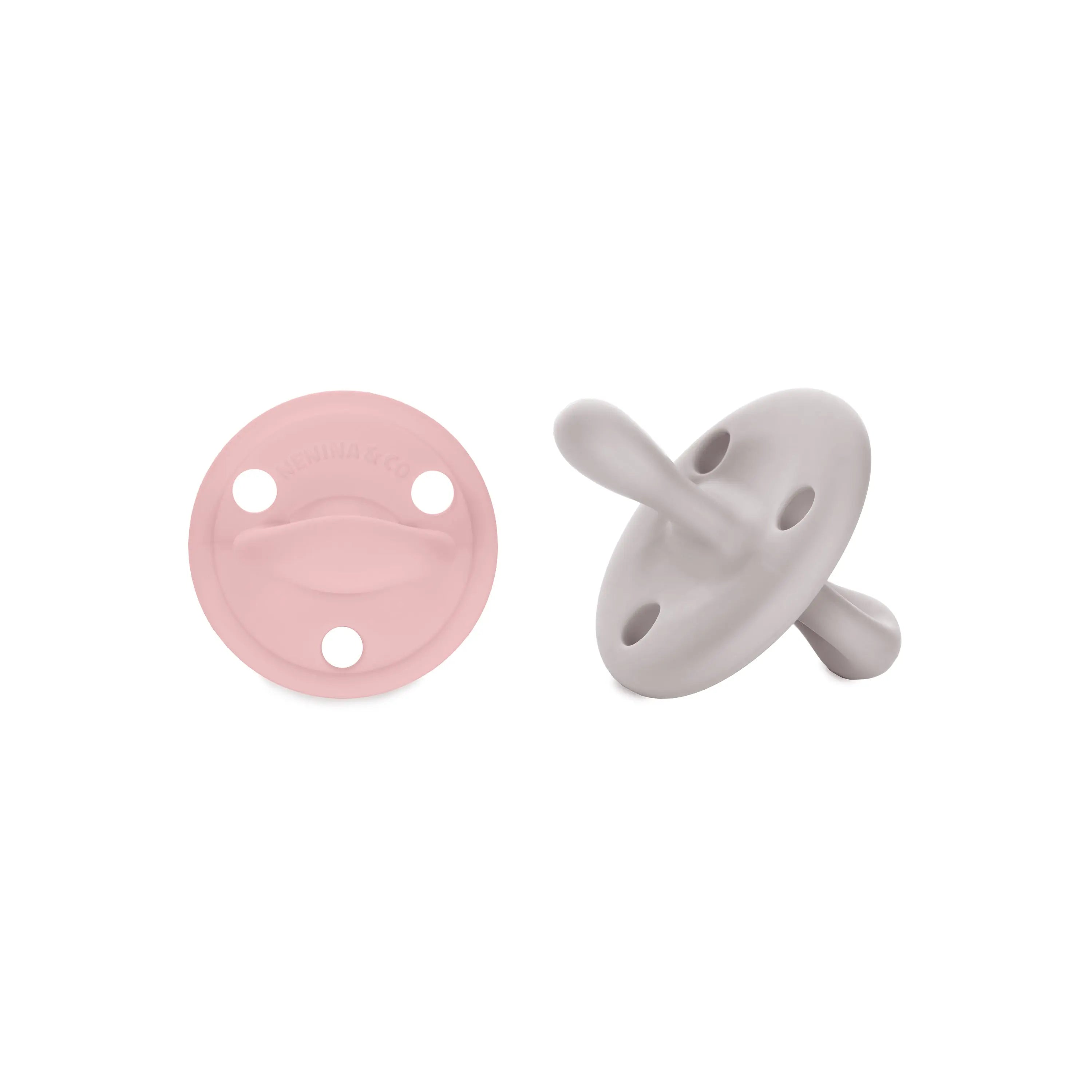 Kit 1 Guardachupete + 2 Chupeteros + 2 Chupetes Rosa y Gris DIAMOND Nenina & Co