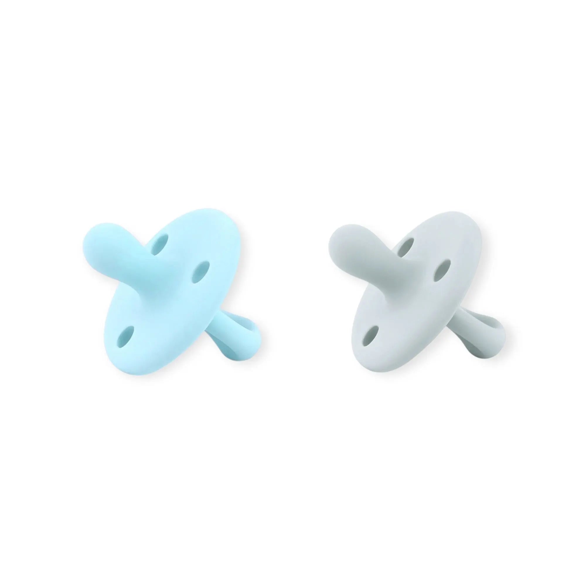 Kit 2 Chupetes Clásicos para Bebé Celeste y Gris | Silicona Orgánica Nenina & Co