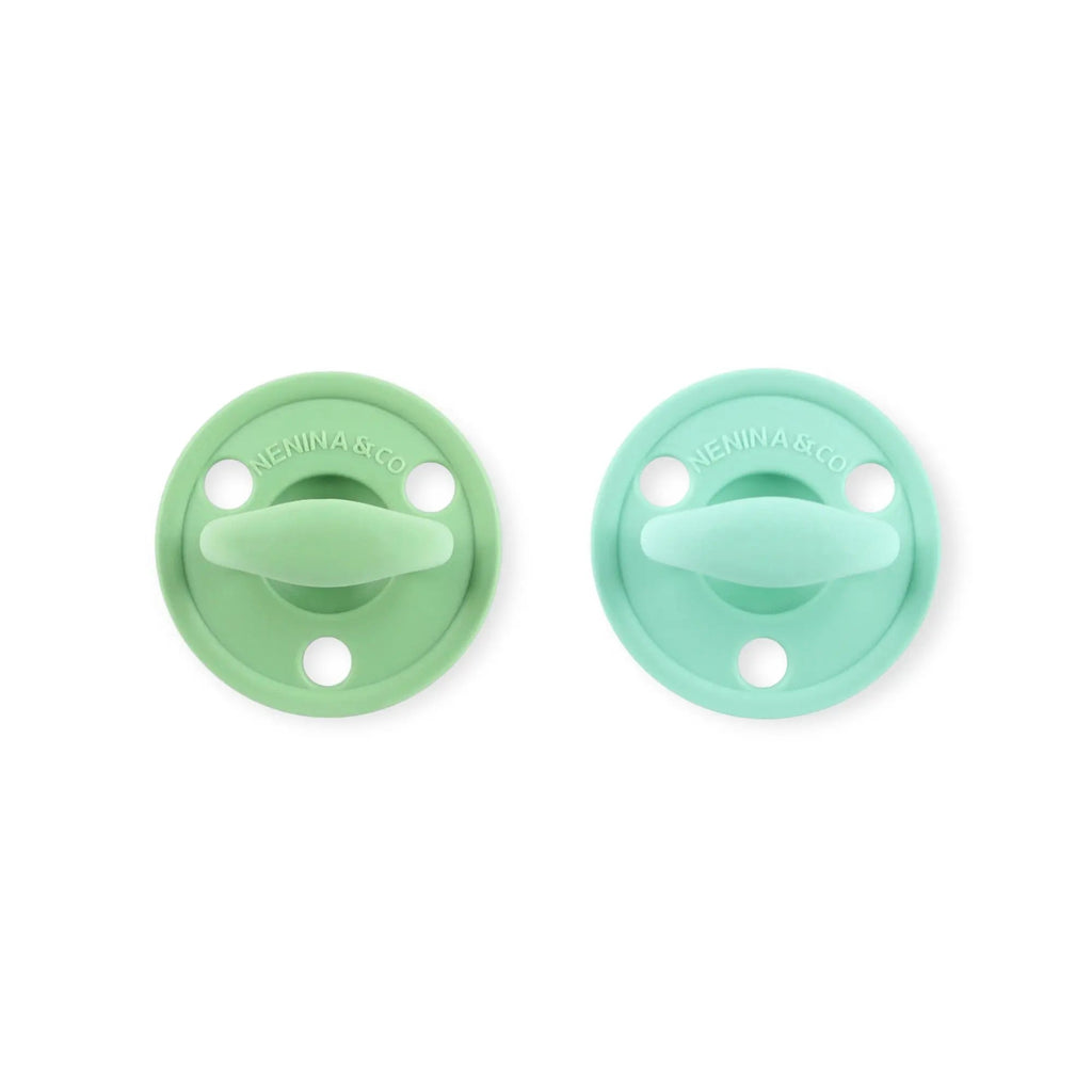 Kit 2 Chupetes Clásicos para Bebé Oliva y Mint | Silicona Orgánica Nenina & Co