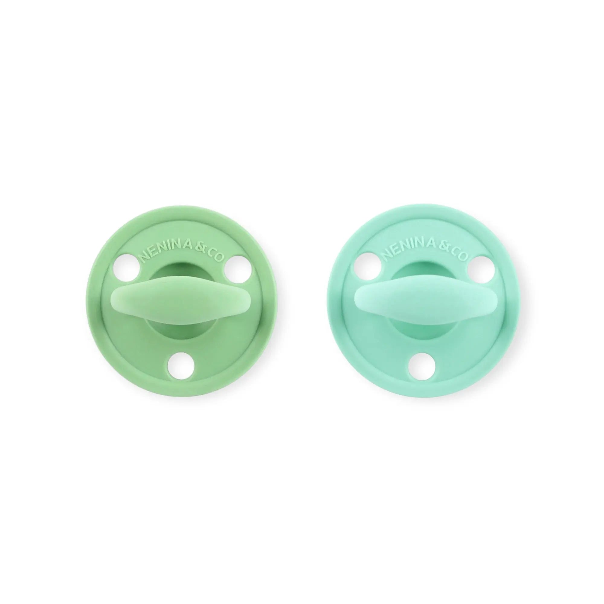 Kit 2 Chupetes Clásicos para Bebé Oliva y Mint | Silicona Orgánica Nenina & Co