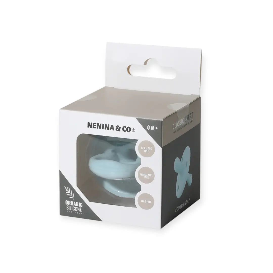Kit 2 Chupetes Clásicos para Bebé Rosa y Celeste | Silicona Orgánica Nenina & Co