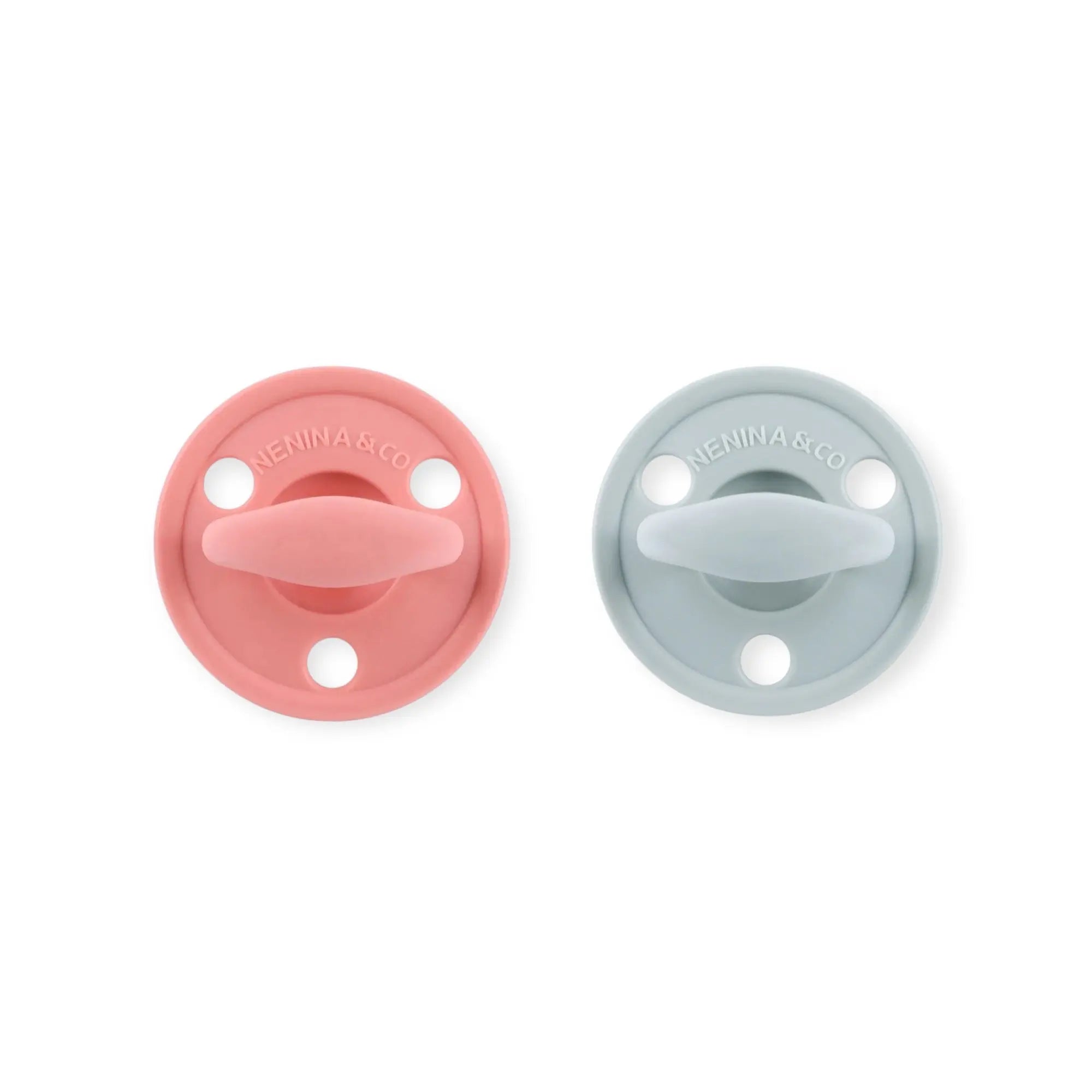 Kit 2 Chupetes Clásicos para Bebé Rosa y Gris | Silicona Orgánica Nenina & Co