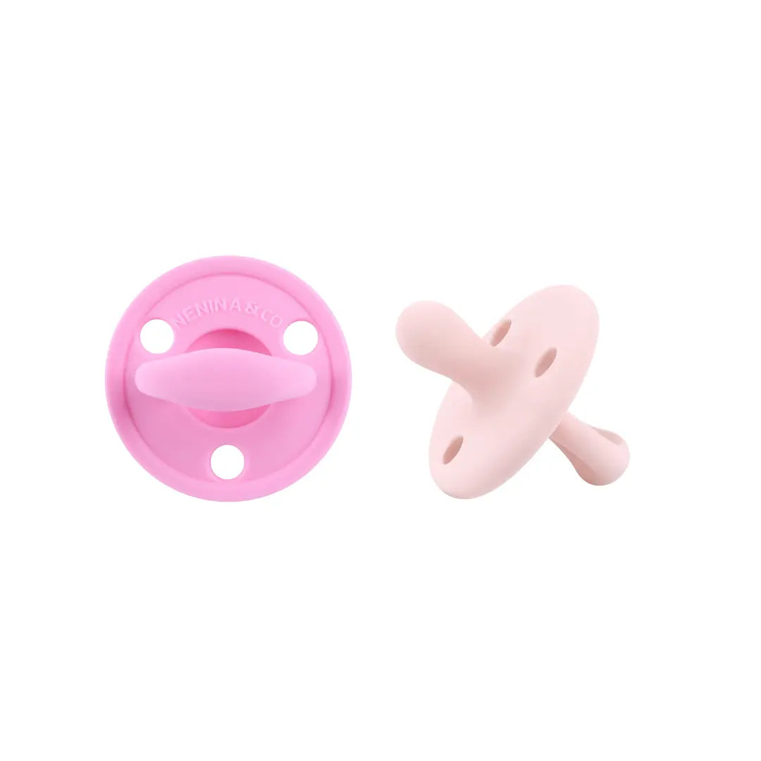 Kit 2 Chupetes Clásicos para Bebé Rosa Chicle y Rosa Pálido | Silicona Orgánica Nenina & Co