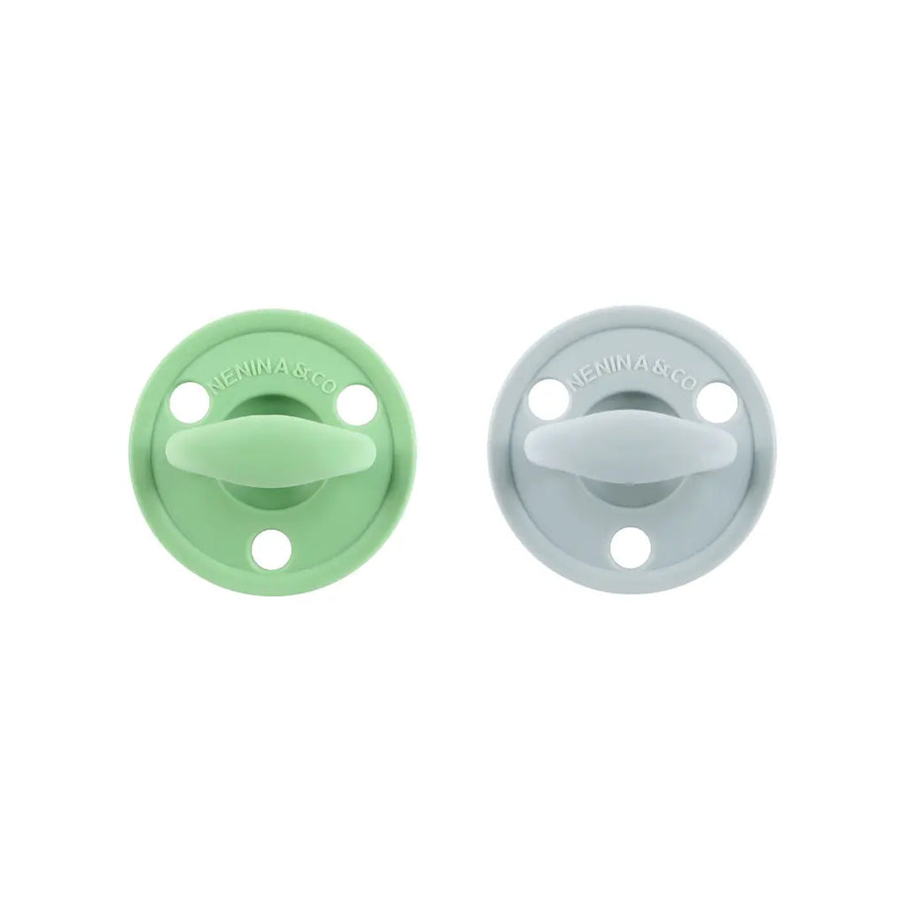 Kit 2 Chupetes Clásicos para Bebé  Oliva y Gris | Silicona Orgánica Nenina & Co