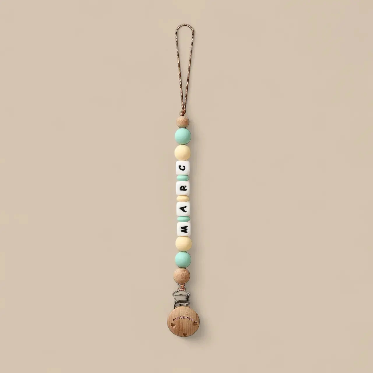 Kit Chupete Clásico Mint de Silicona + Chupetero con Nombre | Nenina & Co.