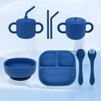 Vajilla BLW Blue 9 Piezas de Silicona orgánica con ventosas Nenina & Co