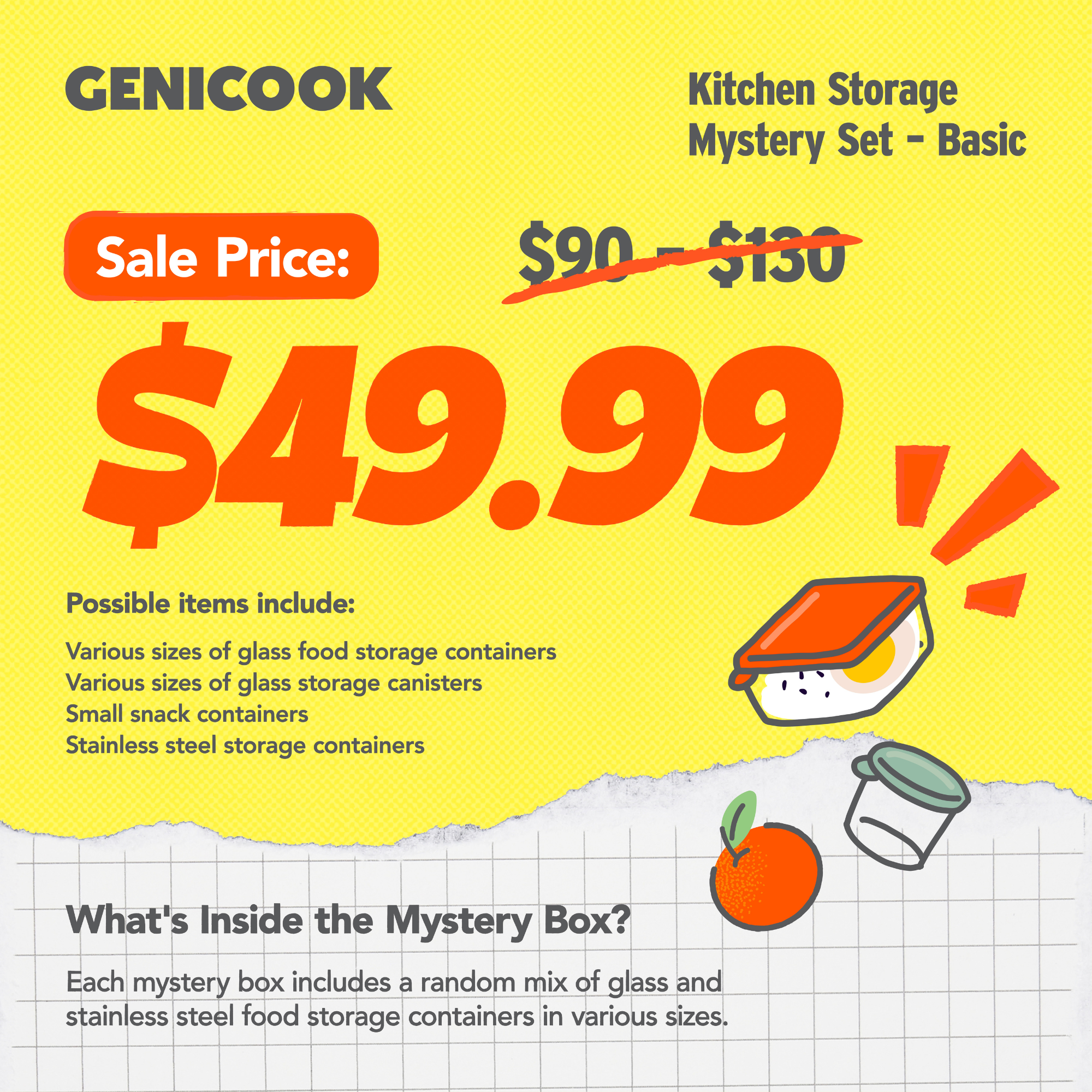 GENICOOK Kitchen Storage Mystery Set – Basic