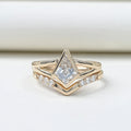 Kite Cut Lab Diamond Bezel Set Bridal Ring Set