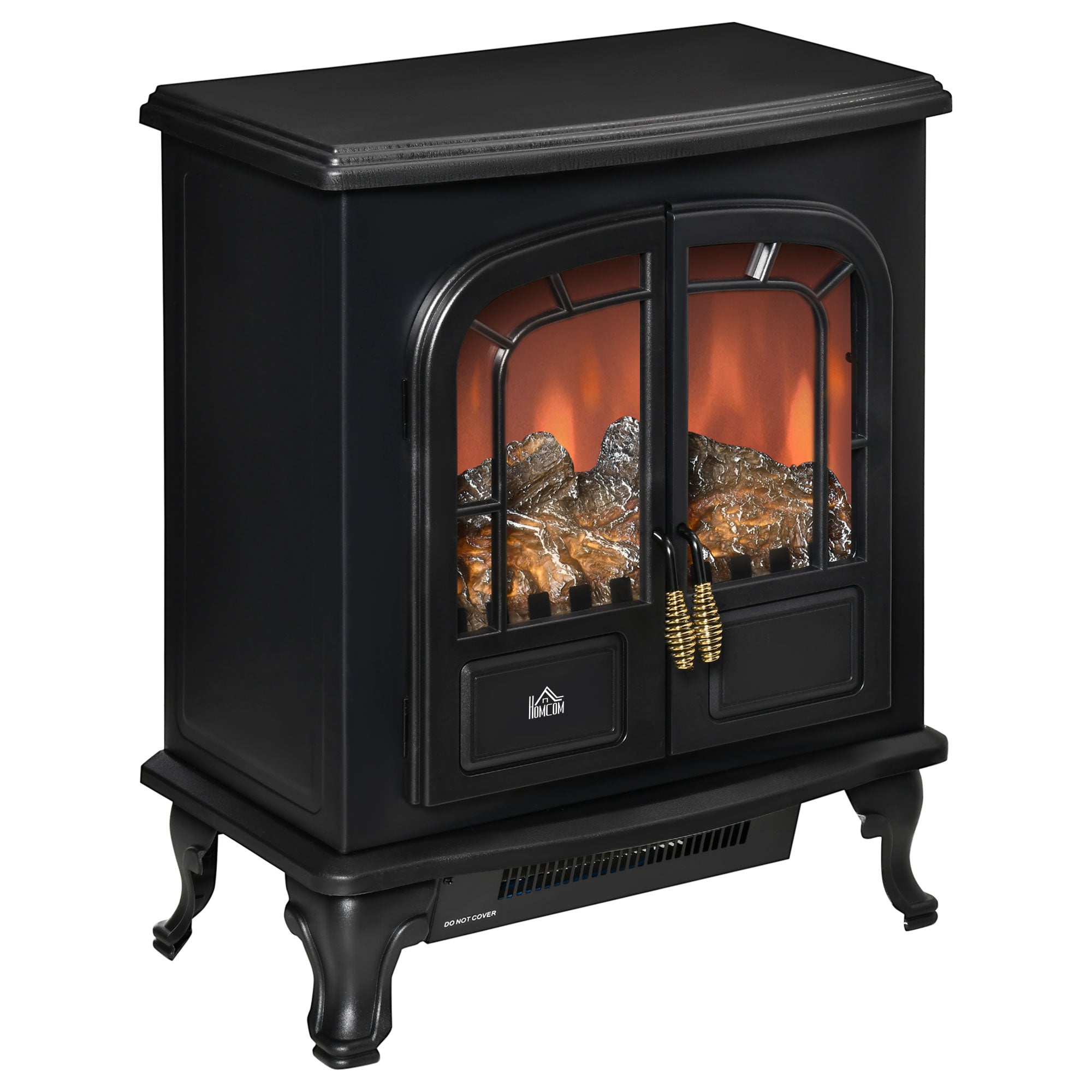 Electric Fireplace with LED Fire Flame, and Overheat Protection, 1000W/2000W, Black