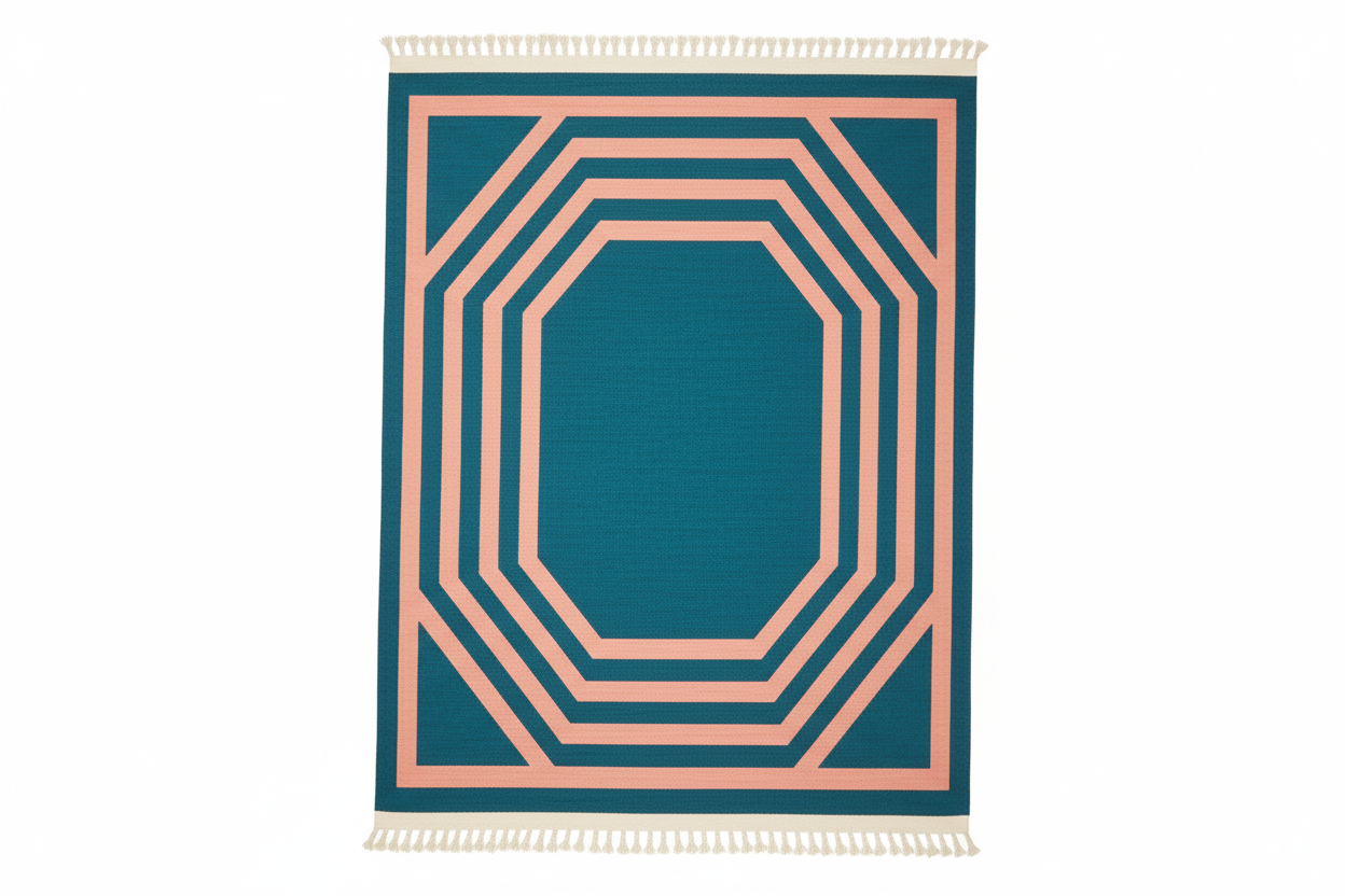 Know Your Limit Dhurrie Cotton Rug - Blue