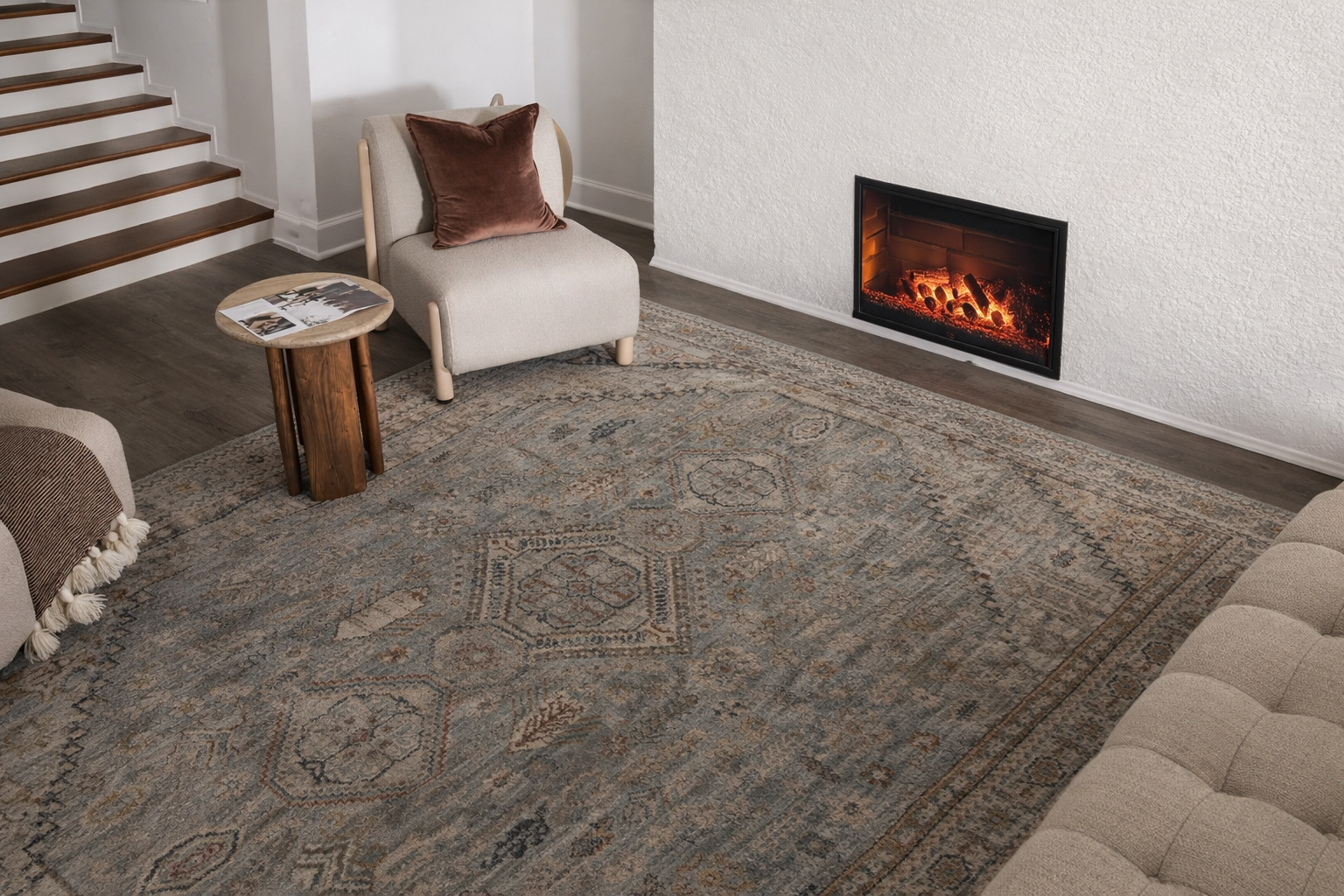 Kouta Gray Blue Area Rug