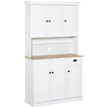 Modern Kitchen Cupboard with 6 Doors with Countertop, Drawer, Adjustable Shelves, White