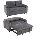 2 Seater Sofa Bed, Corduroy Click Clack Sleeper Sofa with Pull Out Design, Side Pockets, Convertible for Living Room, 157x190cm, Charcoal Grey