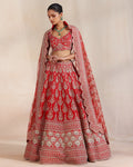 Anise Red Embroidered Lehenga Set By KYNAH, Luxury Indian Fashion & Bridal Wear