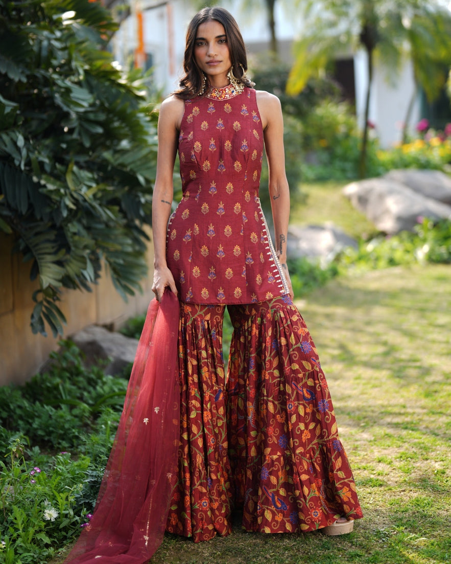 Lila Gharara Set By KYNAH, Luxury Indian Fashion & Bridal Wear