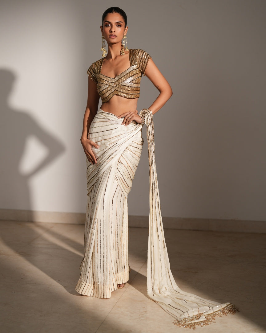 Elara Pre-Draped Sari By KYNAH, Luxury Indian Fashion & Bridal Wear