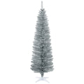 6' Artificial Pencil Christmas Tree with 390 Realistic Branch Tips and Stand Silver