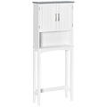2-Door Over The Toilet Storage Cabinet with Adjustable Shelf and Open Shelf, Grey