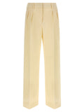 Moncler Tailored Cotton Gabardine Trousers — Cream