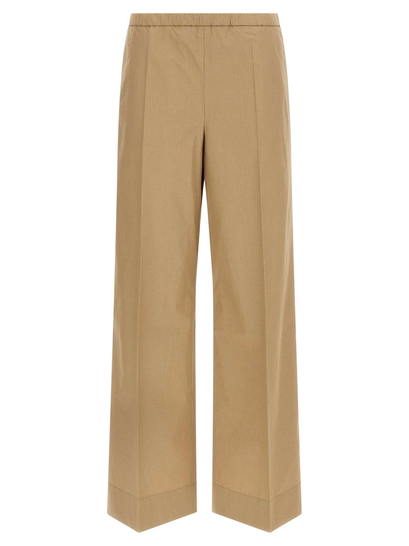 Moncler Grosgrain Logo Patch Trousers — Beige