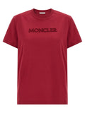 Moncler Logo-Embroidered Cotton T-shirt — Crimson