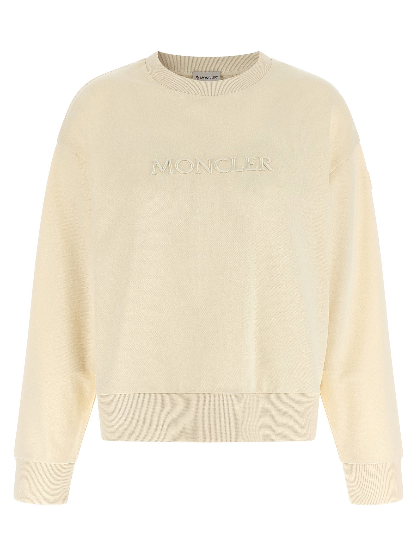Moncler Logo-Embroidered Sweatshirt — cream
