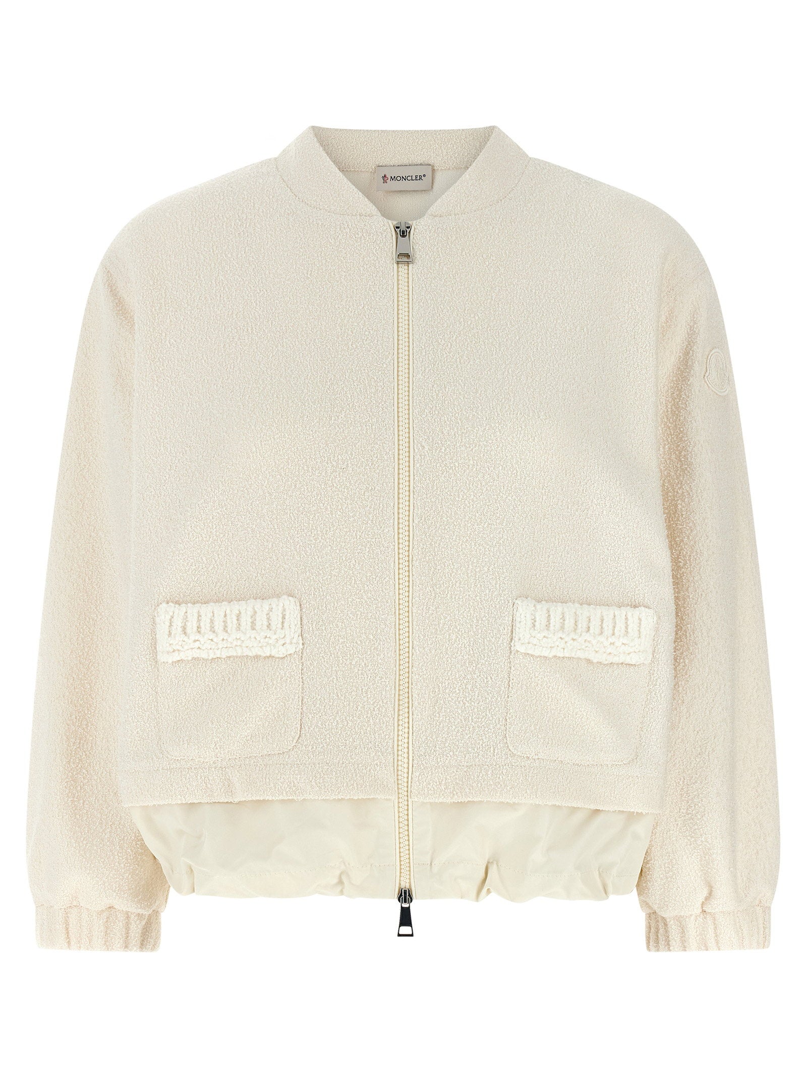 Moncler Bouclé Wool Cardigan — Cream