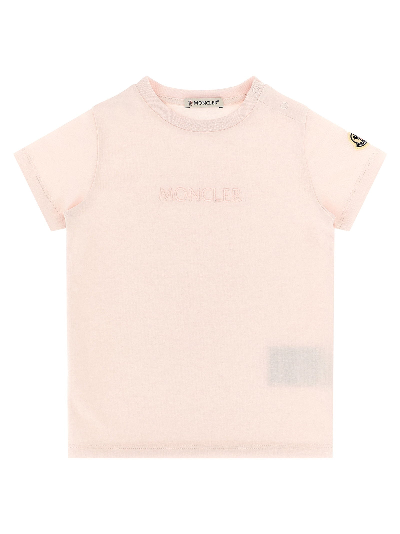 Moncler Enfant Logo-Embroidered Cotton T-shirt — pink