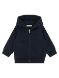 Moncler Enfant Brushed Cotton Zip Hoodie — Navy