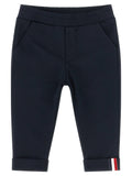 Moncler Enfant Tricolor Ribbon Joggers — Navy