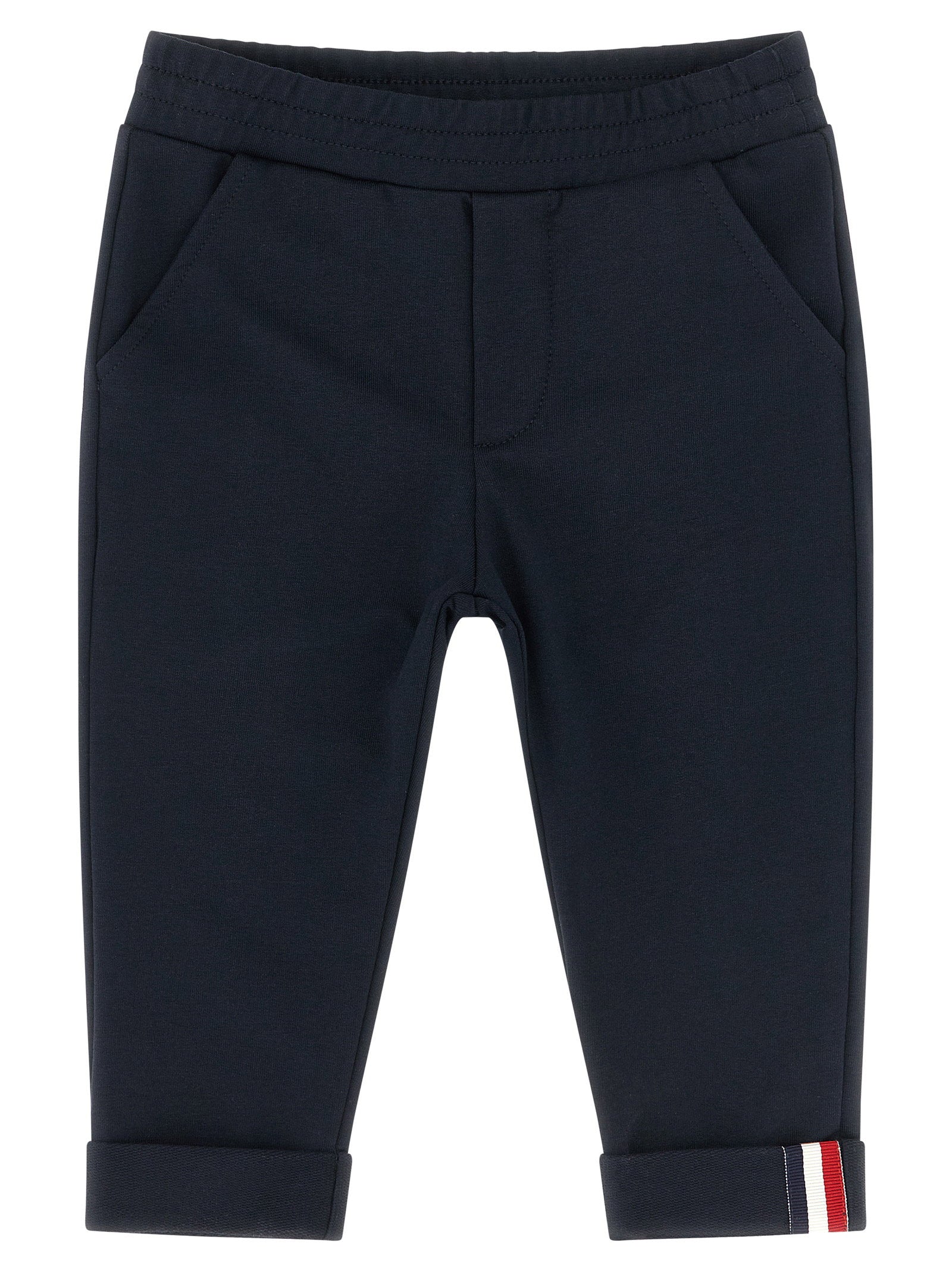 Moncler Enfant Tricolor Ribbon Joggers — Navy