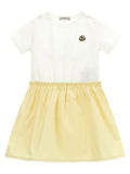 Moncler Enfant Logo Patch Cotton Dress — White