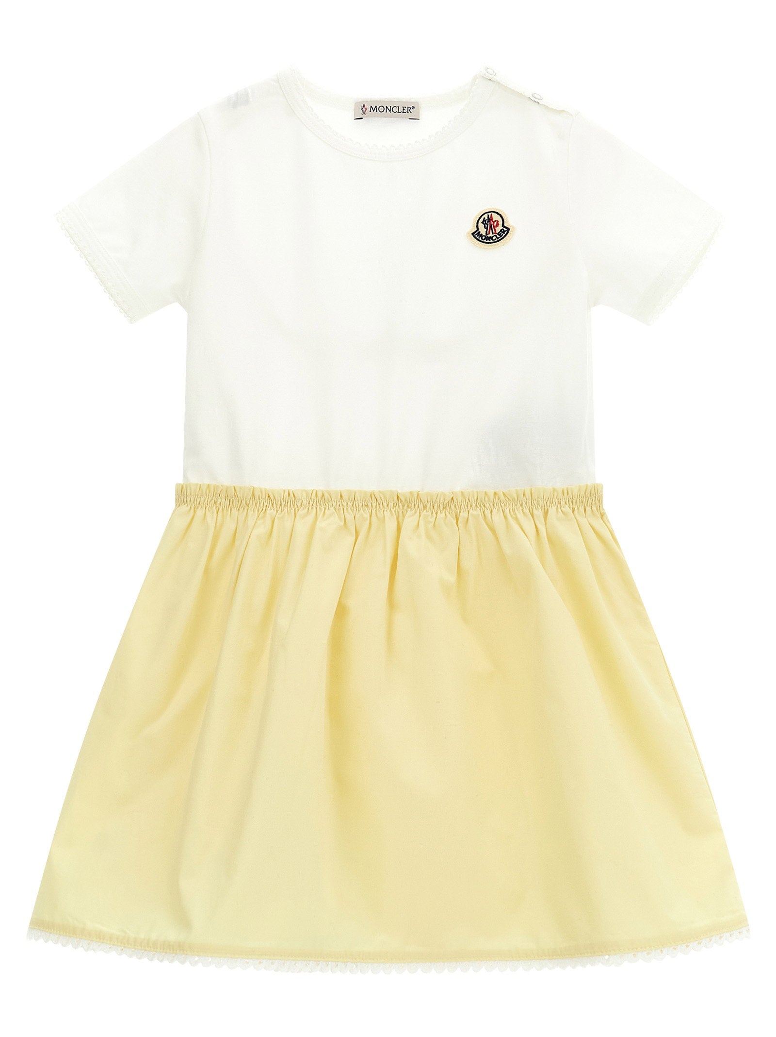 Moncler Enfant Logo Patch Cotton Dress — White