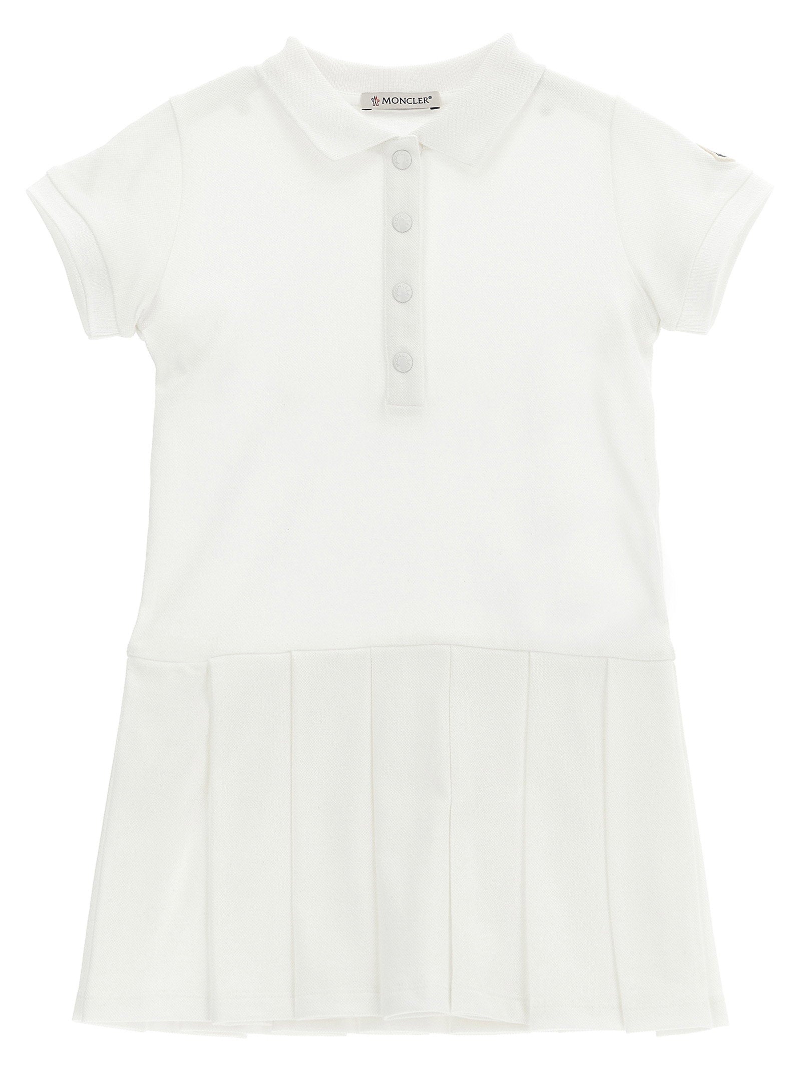 Moncler Enfant Piqué Cotton Polo Polo Dress — White