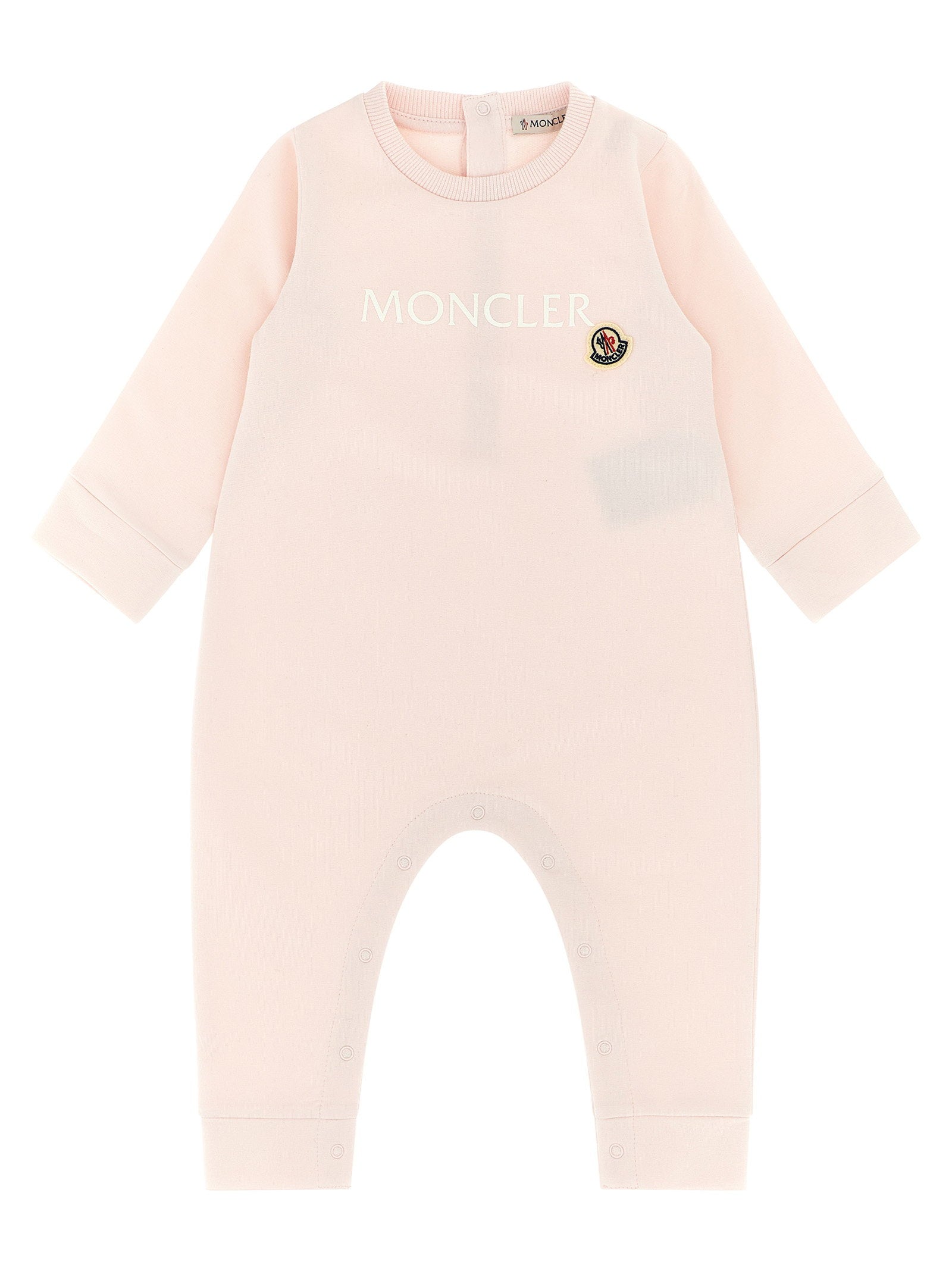 Moncler Enfant Logo-Embroidered Cotton Jersey Bodysuit — Pink