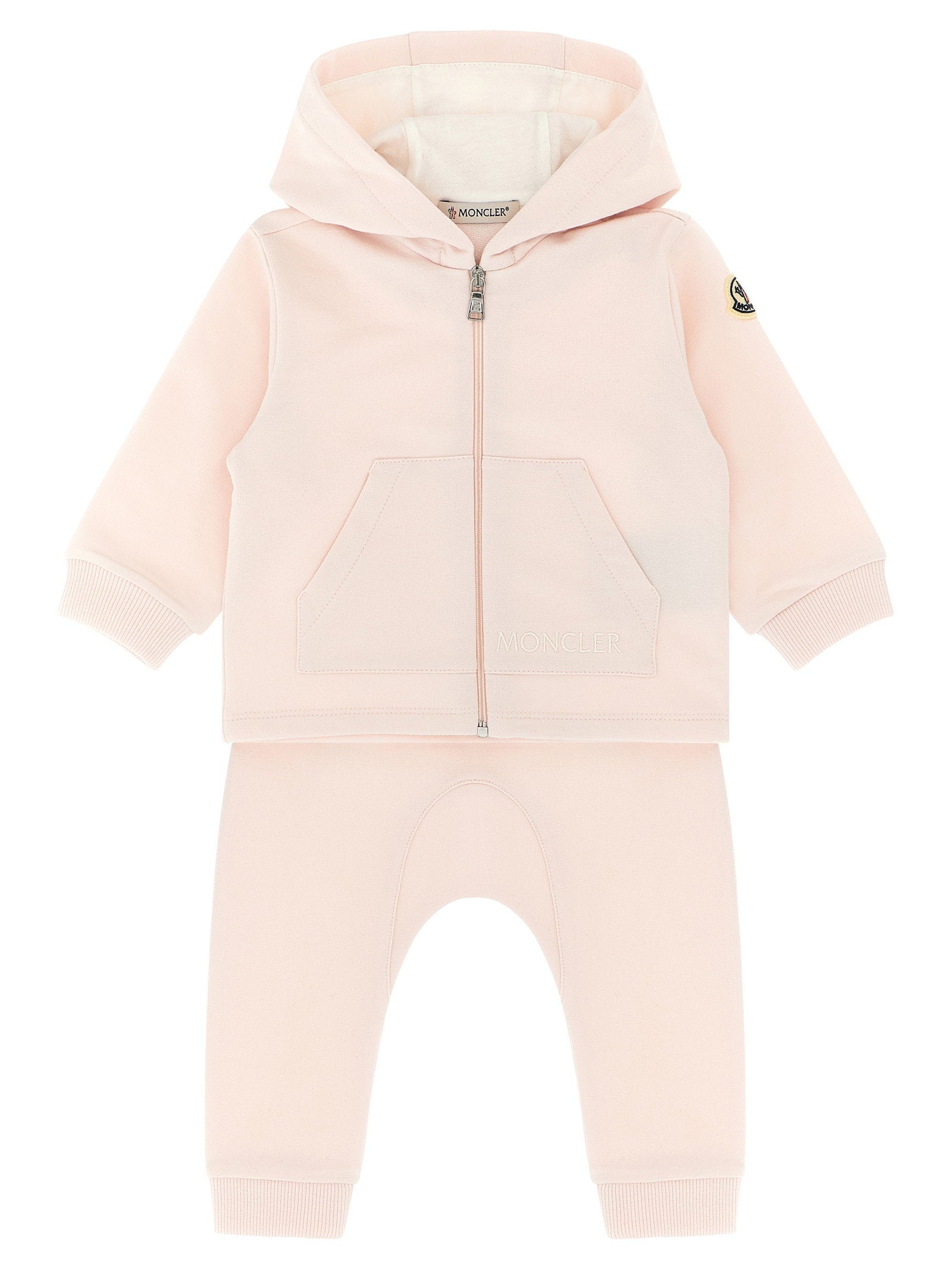 Moncler Enfant Logo-Embroidered Brushed Cotton Sweatshirt — Pink
