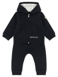 Moncler Enfant Logo-Embroidered Brushed Cotton Hoodie — Black