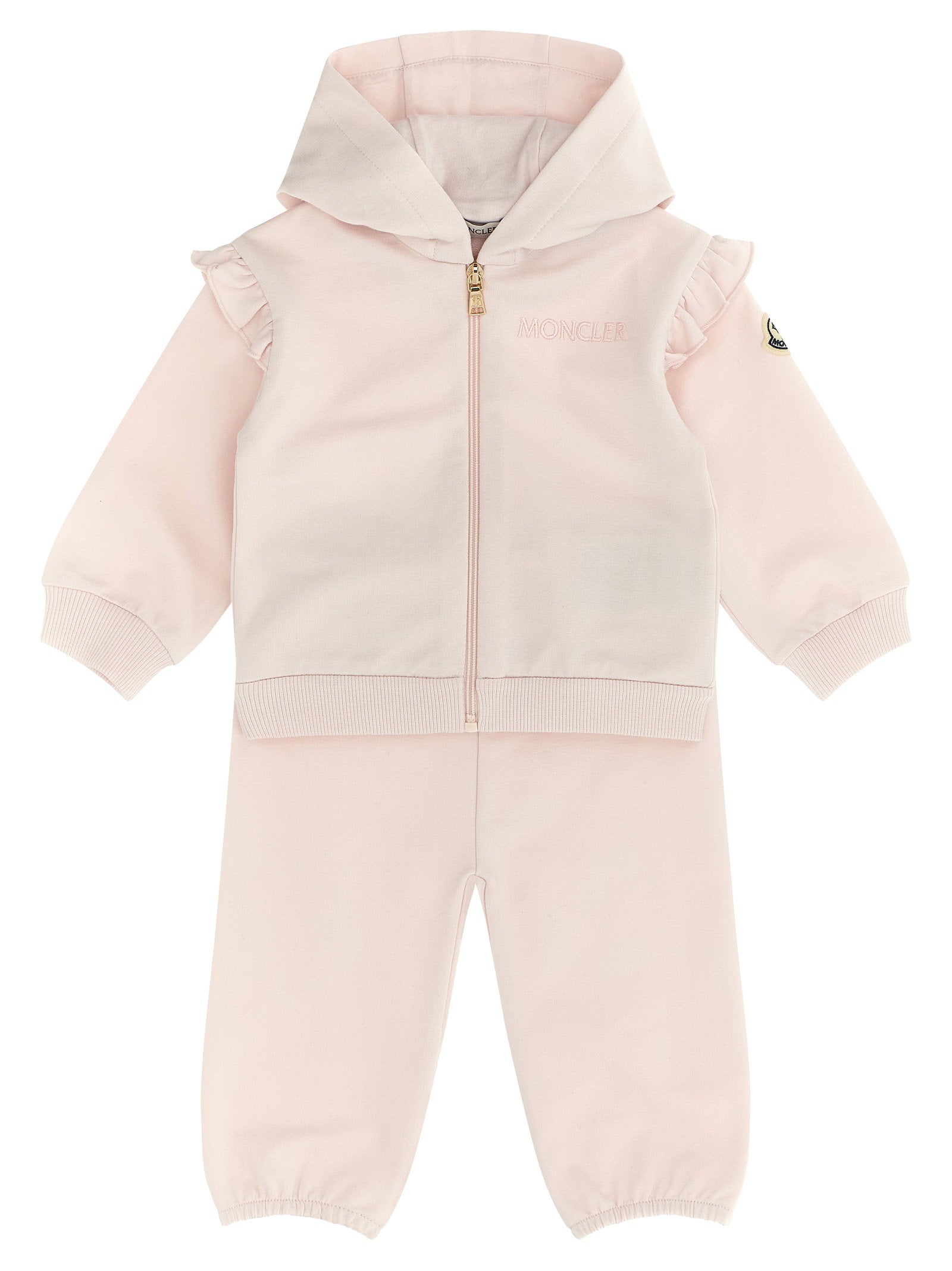 Moncler Enfant Ruffled Cotton Gauze Hoodie — Pink