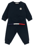 Moncler Enfant Tricolor-Trim Logo Sweatshirt — Navy