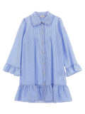 Moncler Enfant Striped Ruffled Dress — Blue