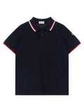 Moncler Enfant Tricolor-Trimmed Piqué Cotton Polo Shirt — Navy