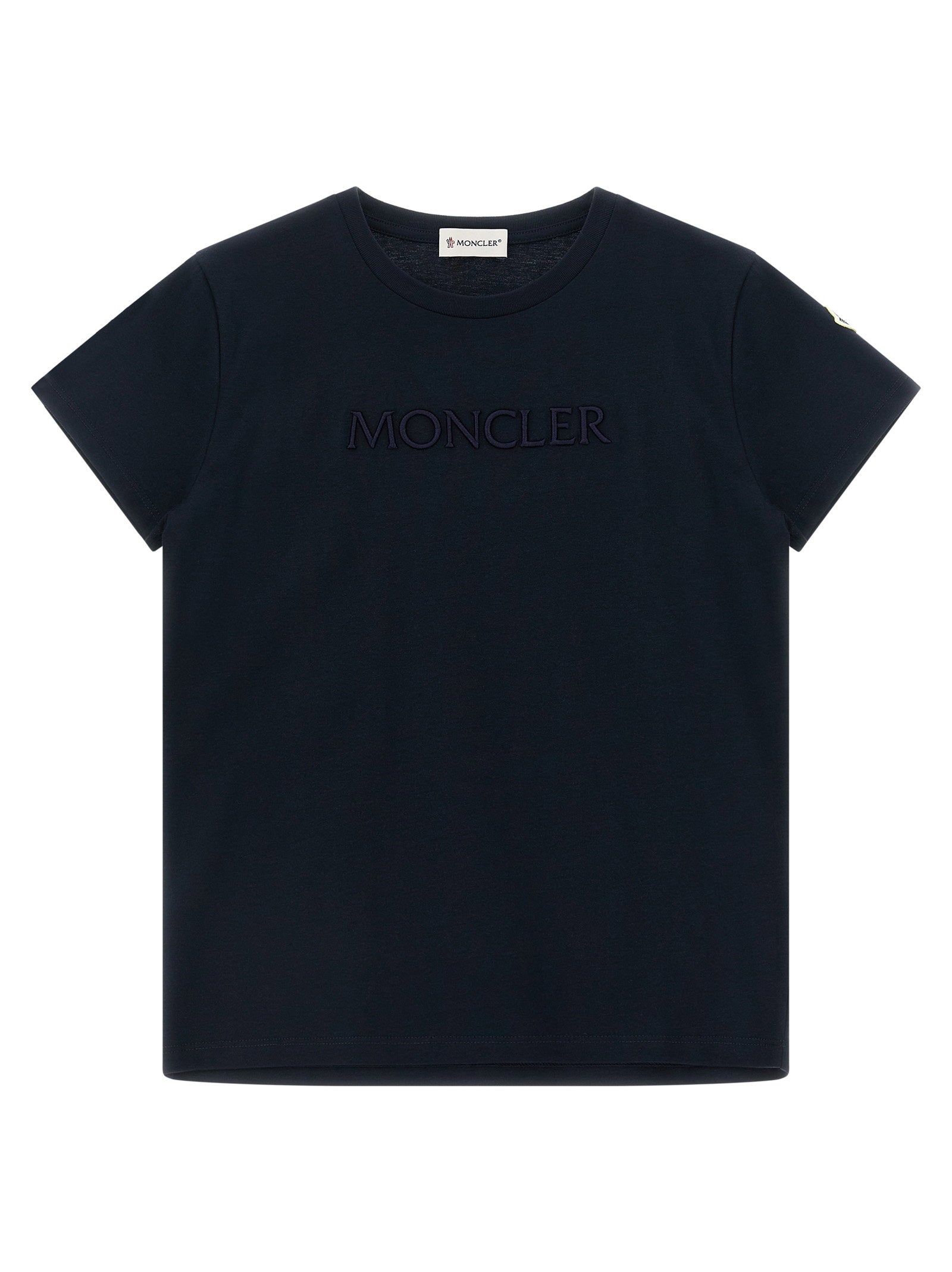 Moncler Enfant Logo-Embroidered T-Shirt — Navy