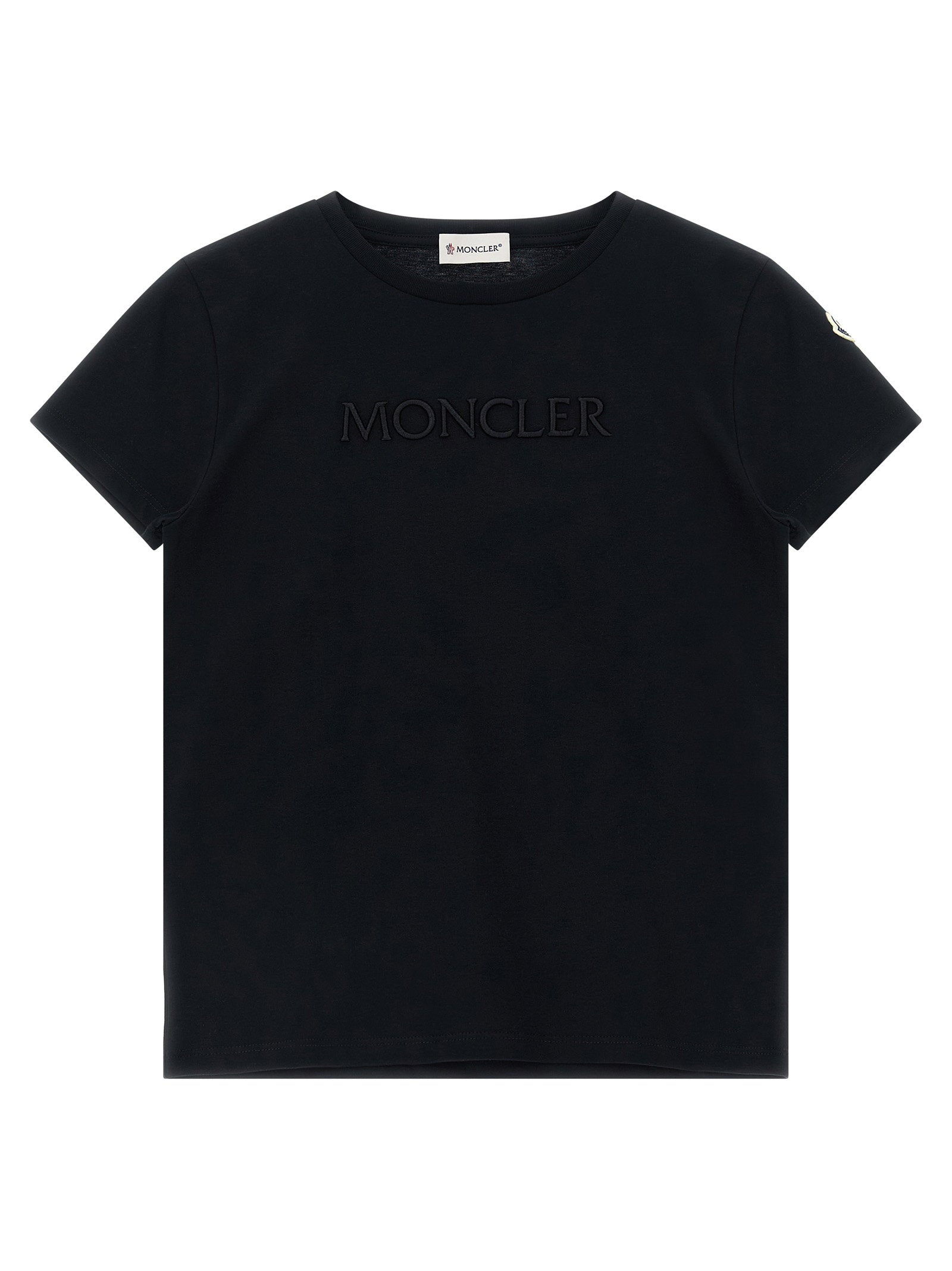 Moncler Enfant Logo-Embroidered Cotton Jersey T-shirt — Black