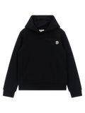 Moncler Enfant Logo-Embroidered Cotton Hoodie — Black