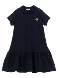 Moncler Enfant Stretch Cotton Piquet Polo Polo Dress — Navy